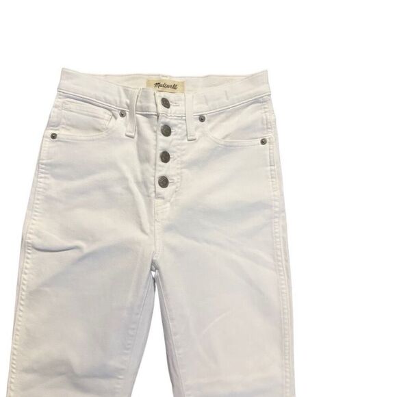 Madewell 10” high-rise  white skinny crop jeans button fly size 26 - Picture 3 of 5